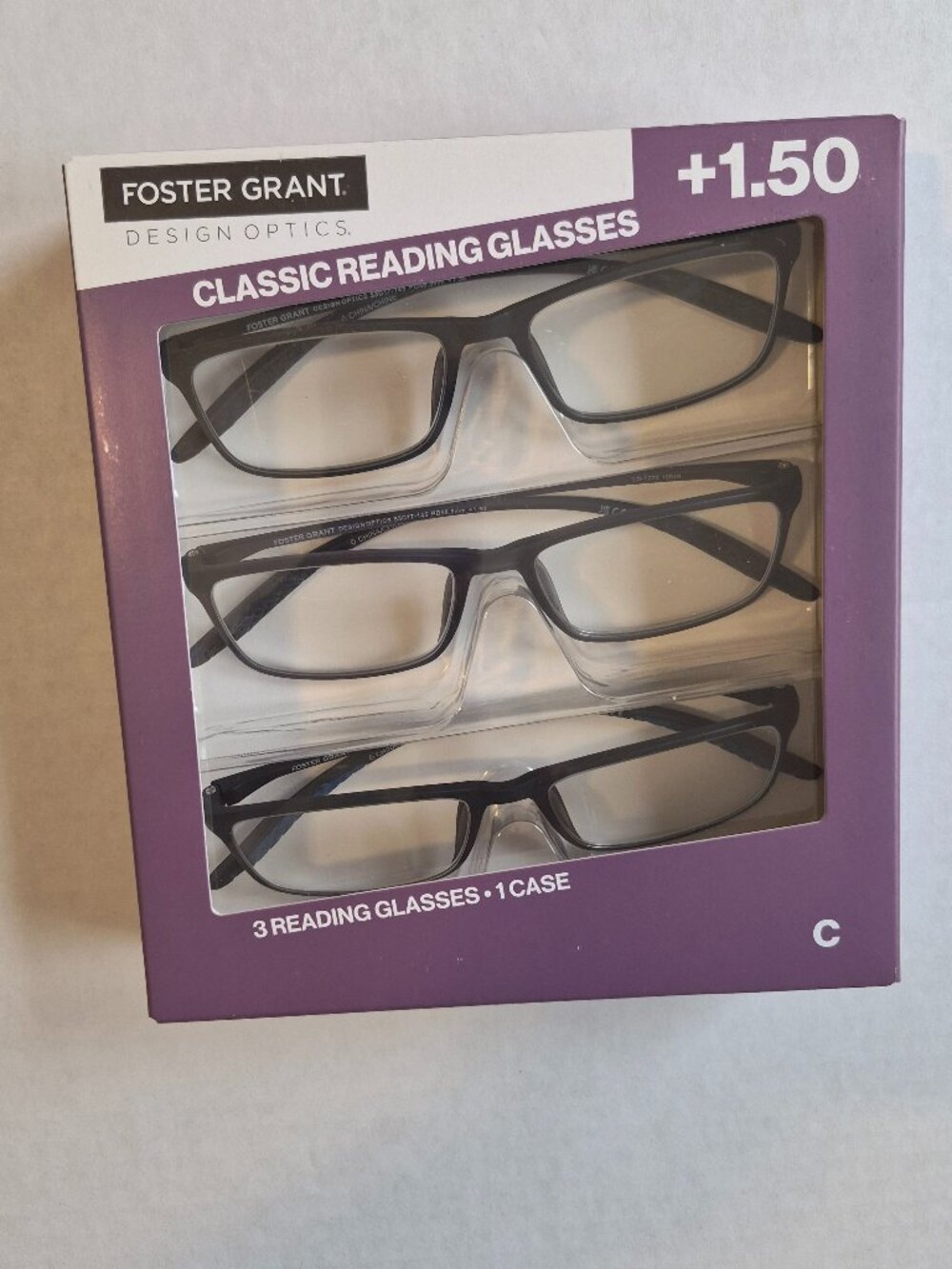Design Optics by Foster Grant Classic Reading Glasses+ Case, 3 Pk +1.50 Style C - Picture 1 of 3